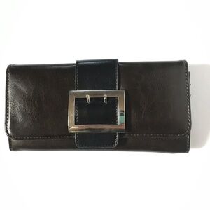 Dark Brown and Black Buckle Wallet NEW